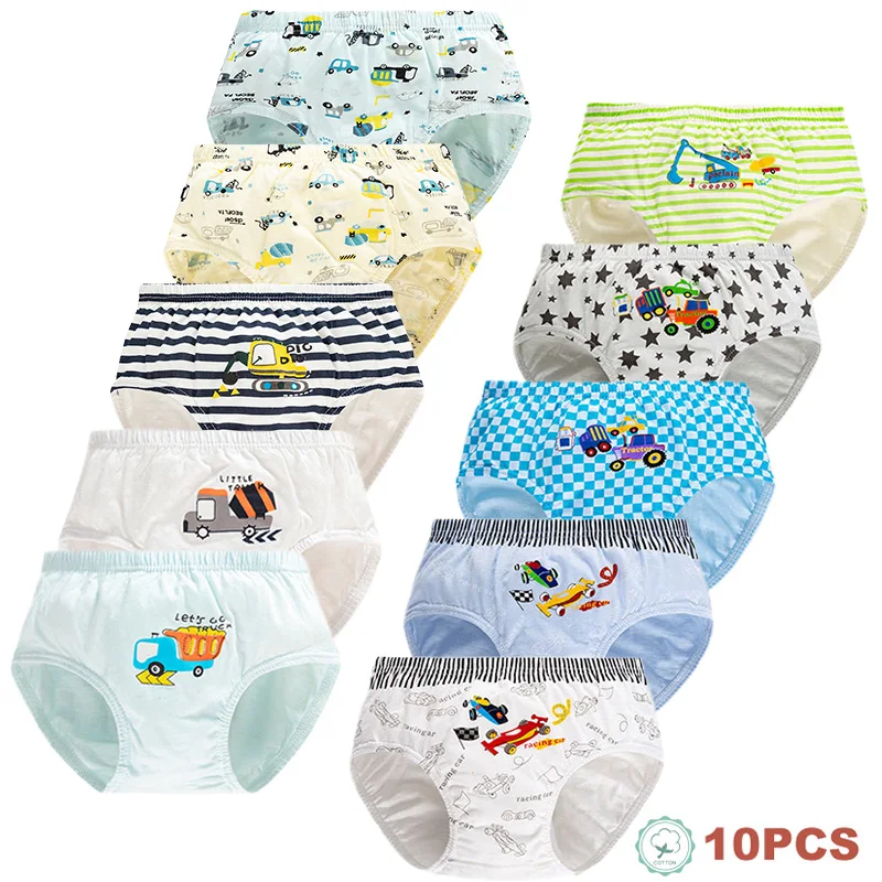 Kids Cotton Triangle Underwear Dinosaur Pattern Boys Briefs Set of 5/10 High-Quality Breathable Soft Children's Underpants