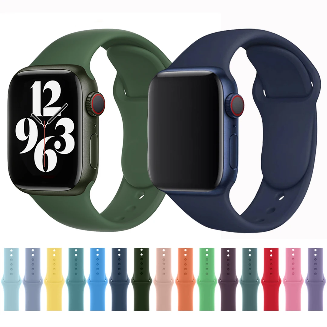 Silicone Strap For Apple Watch Band 44mm 45mm 40mm 38mm 42 Watchband For Apple Watch Bracelet Correa Iwatch Series 7 6 Se 5 4 3