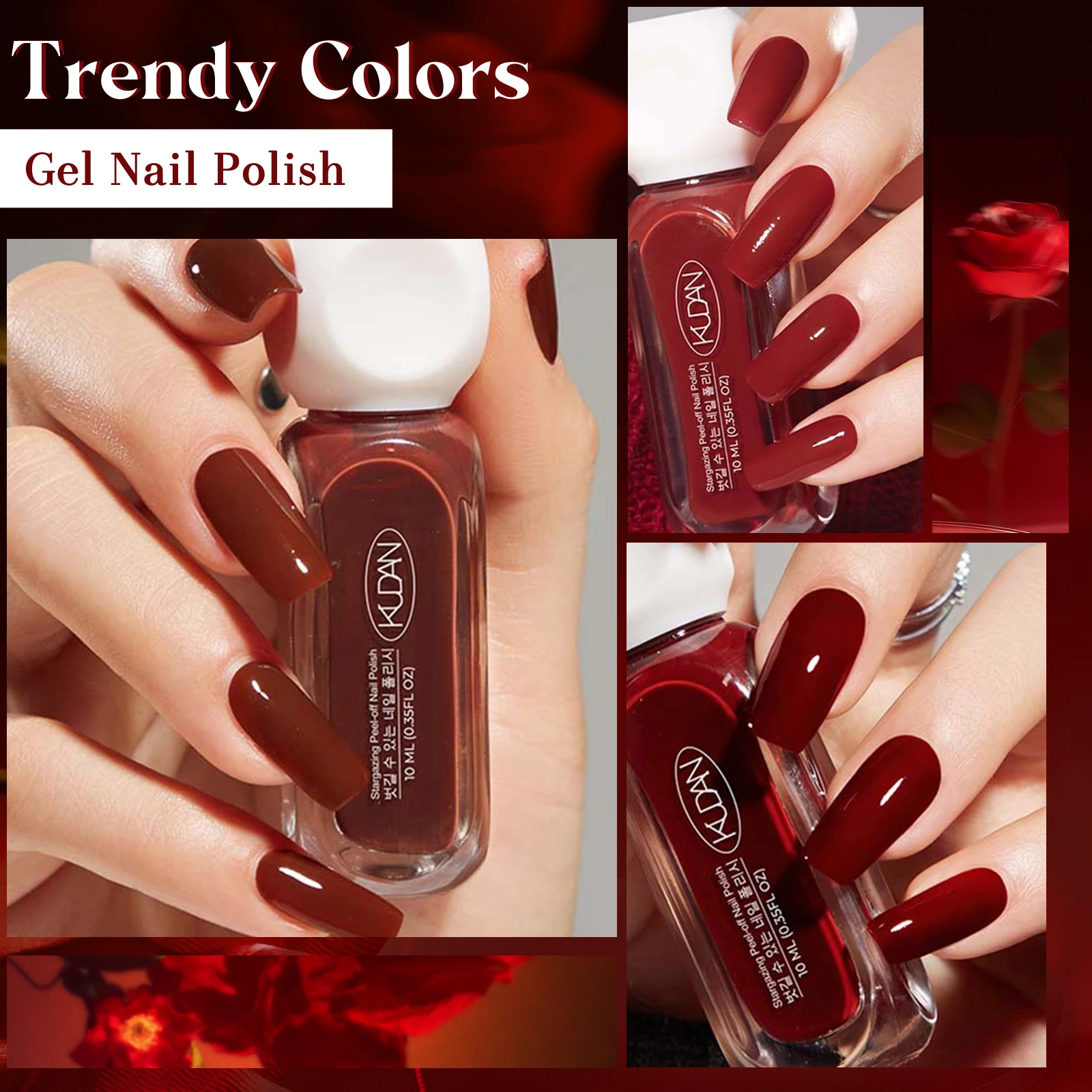 2-teiliges 10-ml-Nagellack-Set auf Wasserbasis, abziehbar, rot, rosa, langlebig, schnell trocknend, keine Notwendigkeit der Lampe, um Nagelzubehör zu heilen, Nagelkunst