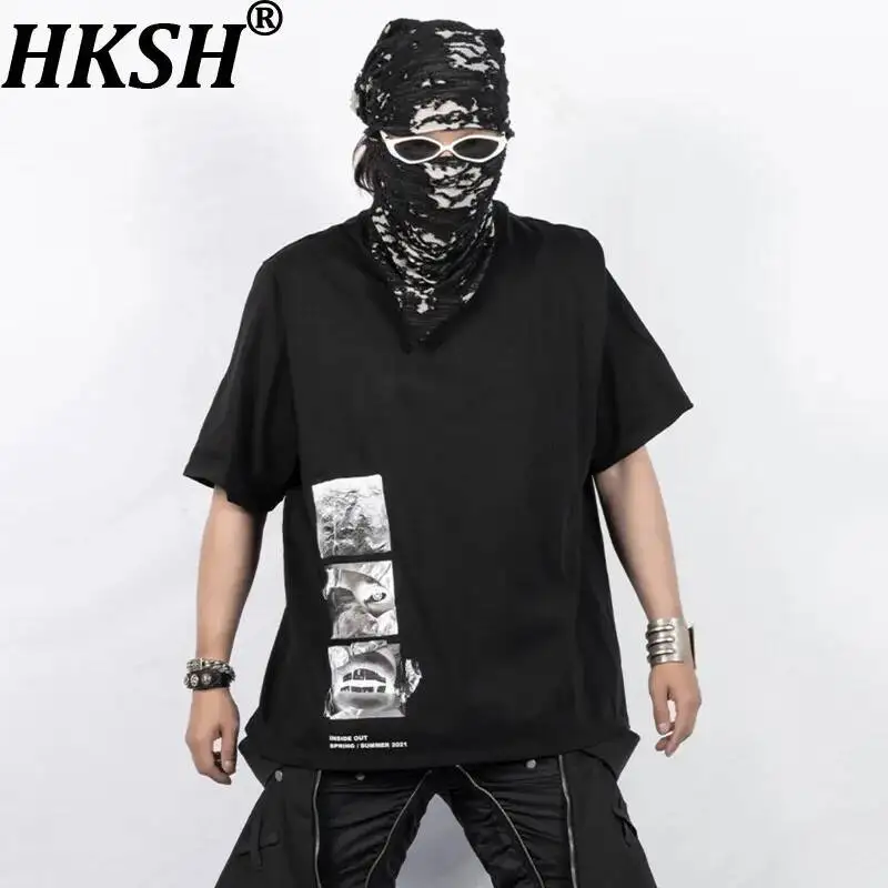 HKSH Summer New Men Tide Dark Avant-Garde Trendy Niche Original Cool Tees Design Functional Printed Short-Sleeve T-shirt HK24393