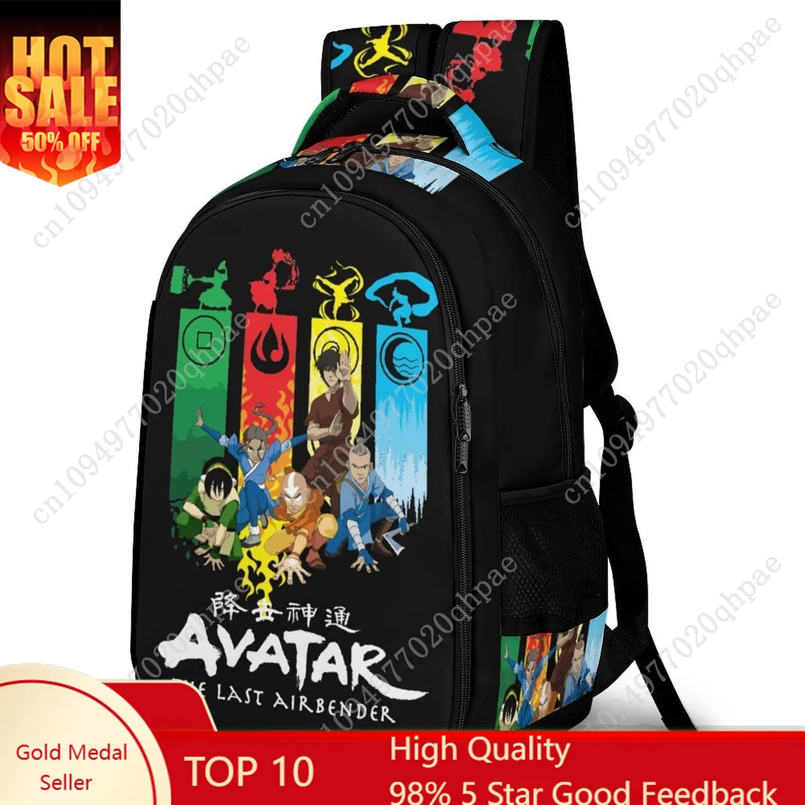 

Avatar The Last Airbender Kids School Backpack for Boys Girls Travel Business Capacity Pocket Customizable Personalized Gift
