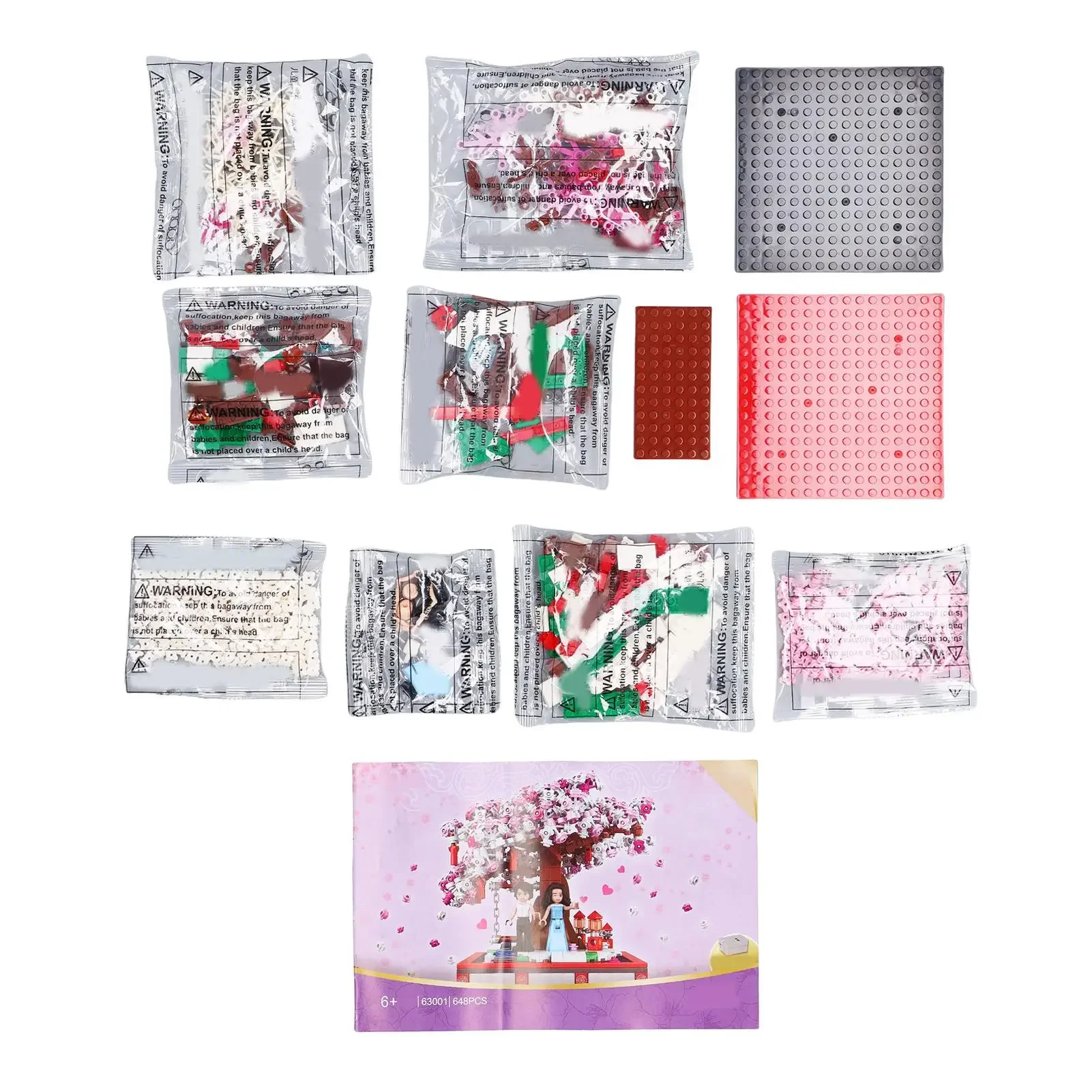 مجموعة بناء بونساي بزهر الكرز الجذعية، مجموعة طوب شجرة الزهور مع أرجوحة دوارة، ألعاب البناء التعليمية