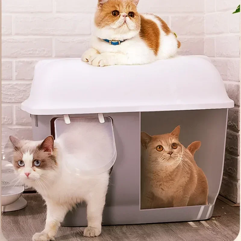 Long Corridor-style Cat Litter Box Odor Blocking Deodorizing Cat Toilet Dry Wet Separation Litter Tray Large-space Cat Waste Bin