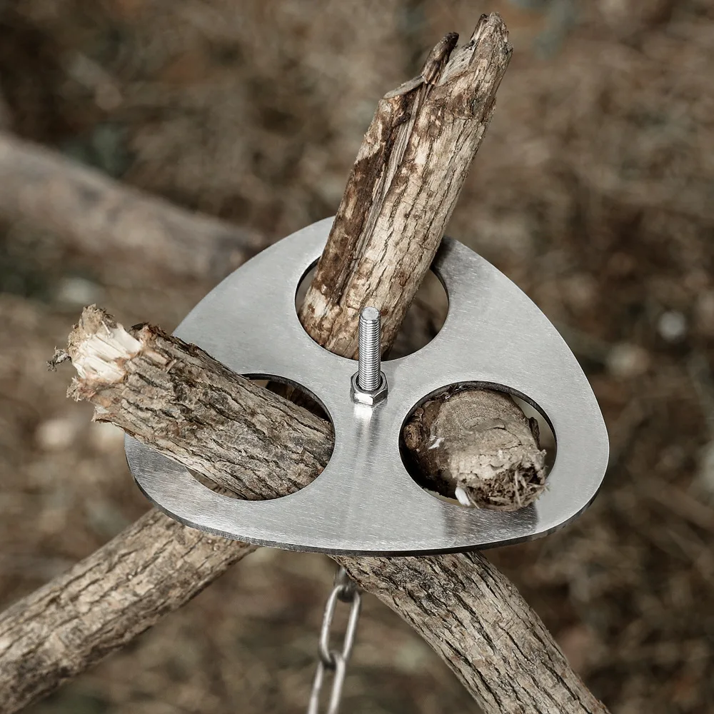 

Portable Outdoor Pot Rack Triangular Foot Bracket Hanger Dew Camping Supplies Campfire Stainless Steel Tripod Shelf