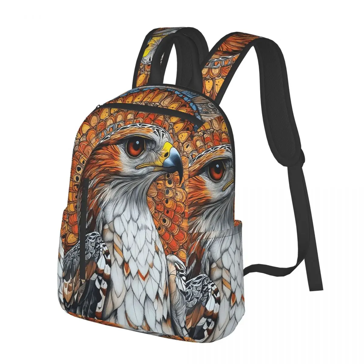 

Egyptian Hawk With A Radial Mandala Background Student Backpack School Bag Hiking Daypack for Boys Girls Bookbag Shoulder Bags