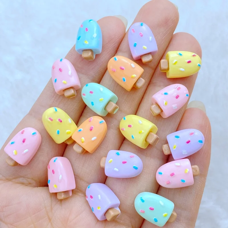 30 Pack Resin Colorful Mini Cute Popsicle Nail Flat Rhinestone Decals DIY Wedding Scrapbook Decoration