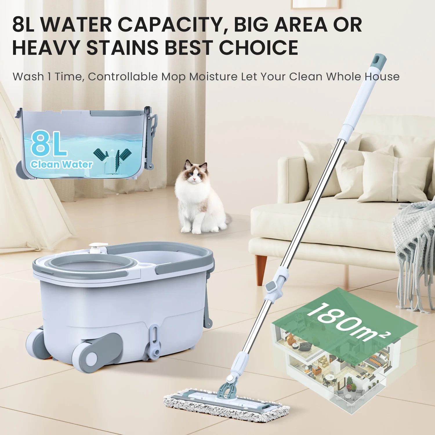 Innovative Self-Cleaning Mop with Automatic Spin, Dual Drive, Effortless Cleaning