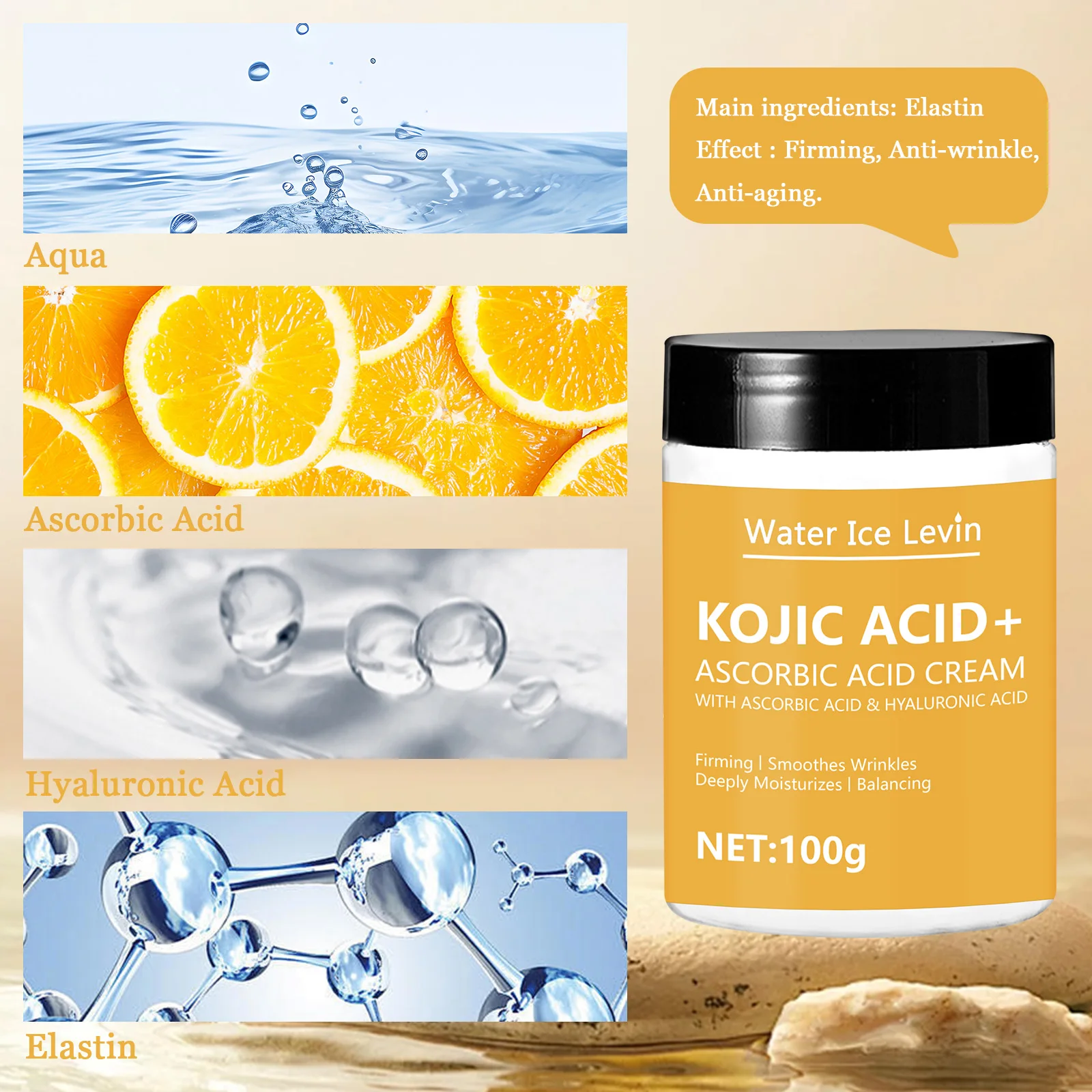 100g Koric acid + ascorbic acid face cream firming, nourishing, moisturizing, anti-wrinkle, anti-aging and shrinking pores