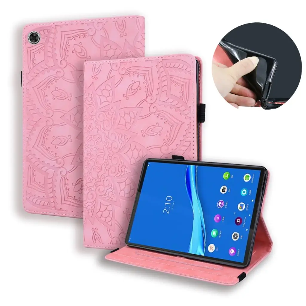 For Lenovo Tab M10 3rd Gen 10.1 TB-328FU TB-328XU 2022 Case Back TPU Stand Tablet Cover Flower Emboss Leather Case