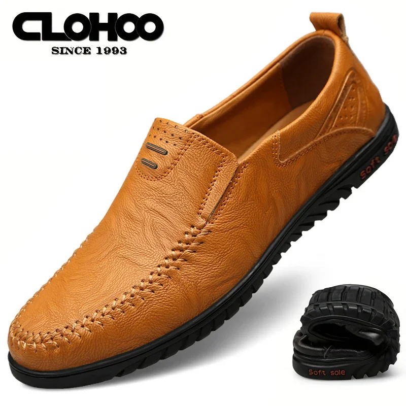 

CLOHOO Men's Casual Shoes PU Leather Flats Comfortable Soft Sole Loafers Men's Business Formal Leather Shoes