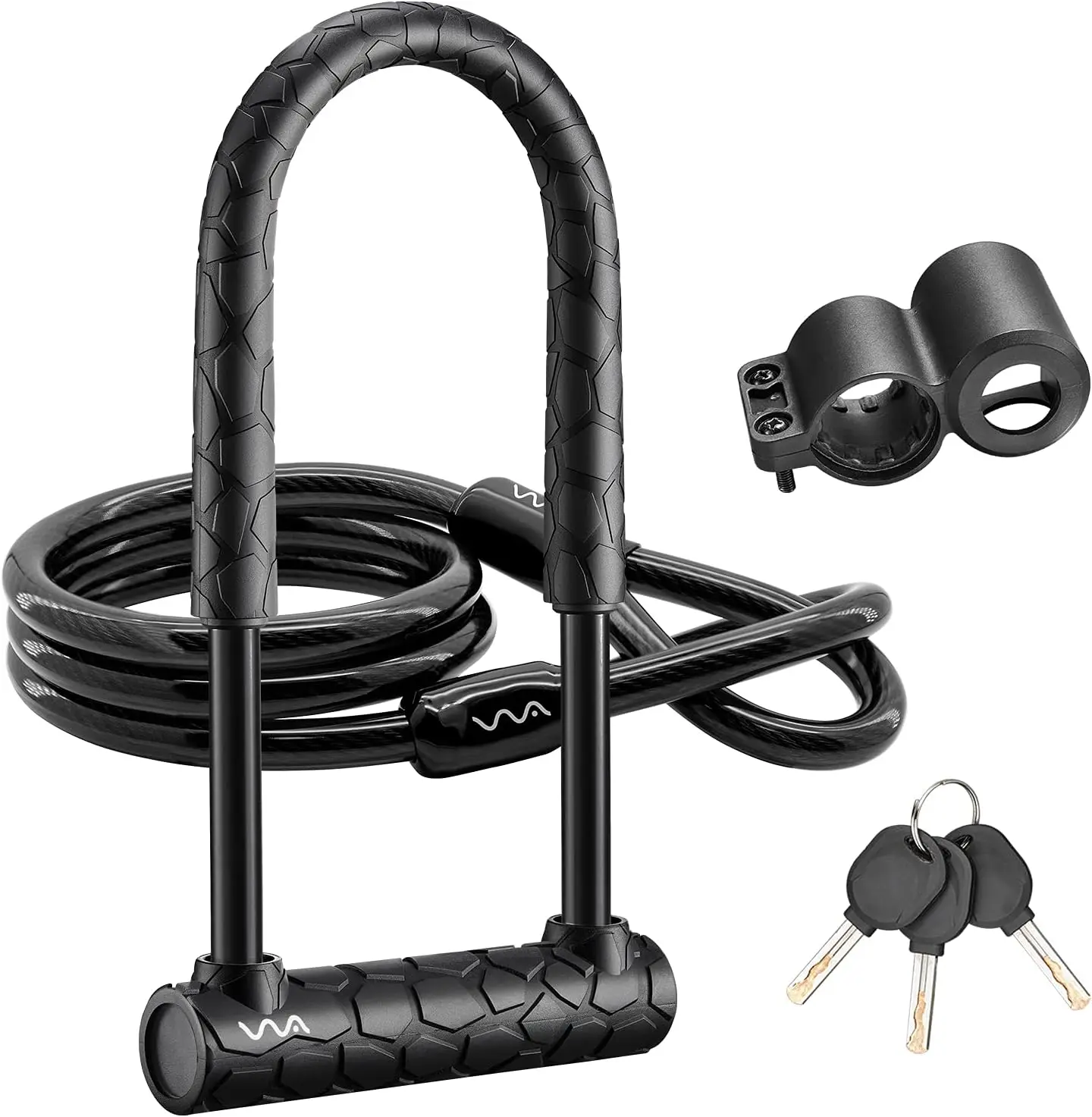 

Bike U Lock,Heavy Duty Combination Bicycle u Lock Shackle 4ft Length Security Cable with Sturdy