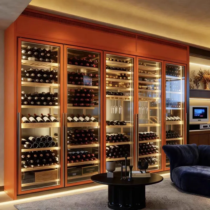 Thermostatic wine cabinet, stainless steel wine rack display cabinet for household living room