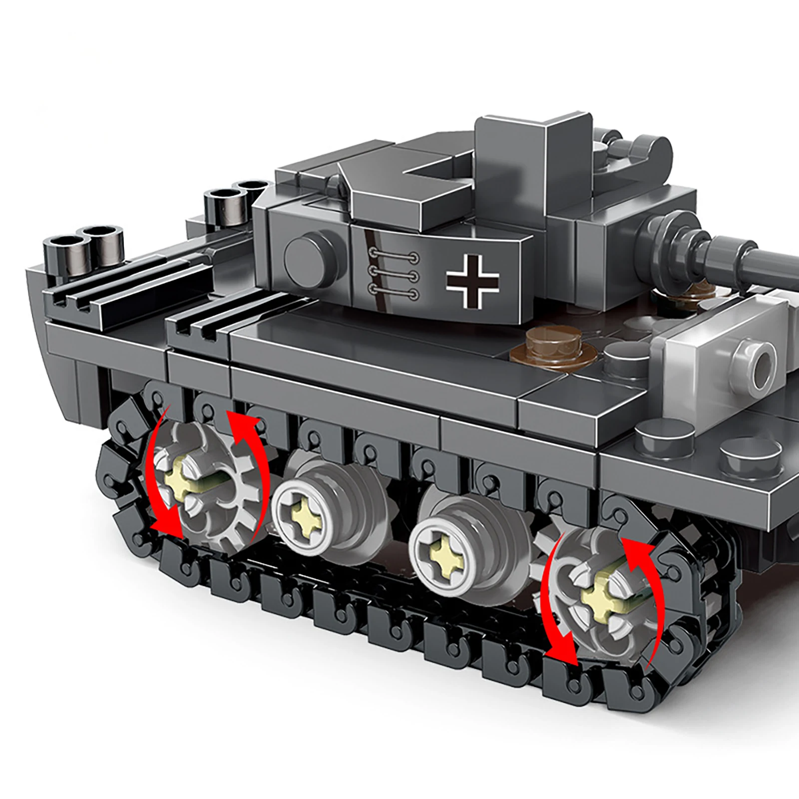 Militärisches Bausteine-Set, 159teilig, Tiger-Panzer-Modell, ABS-Steine, rotierender Turm