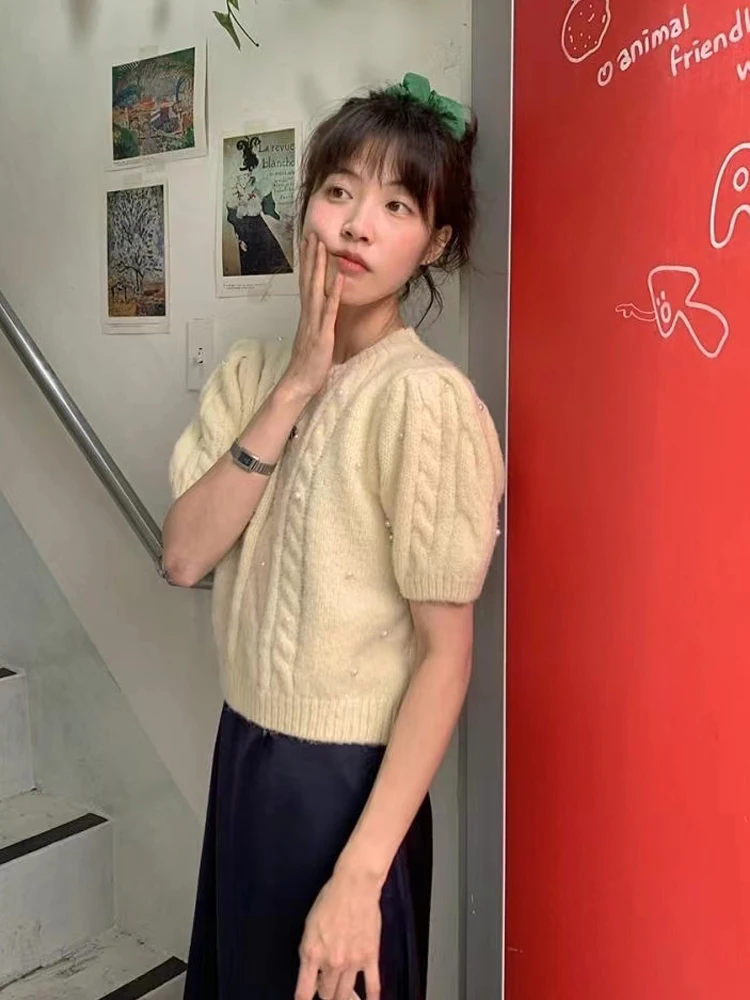 Ele ort Sve round Ne Twisted Sweater Women's Korean Sle Spring Autumn Winter Design Knitted Top Faionable