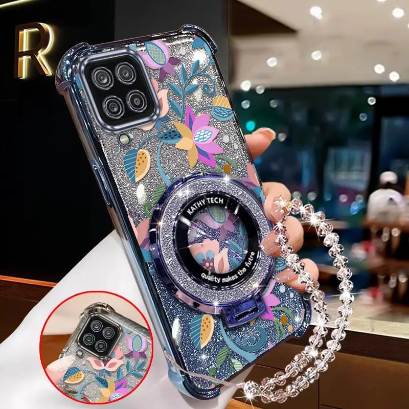 22 الزهور الملونة تصفيح سوار حامل جراب هاتف لسامسونج M13 A15 A04 F12 M12 A02S A13 A03S A12 A12S A12Nacho غطاء #1