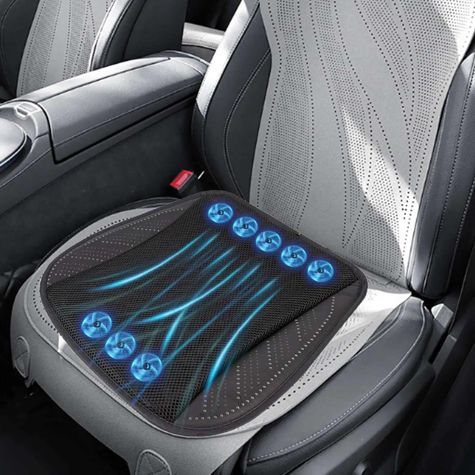 USB Cooling Seat Cushion Mesh Cotton Fan Ventilated Seat Pad Removable Breathable for Car Home Office Protection