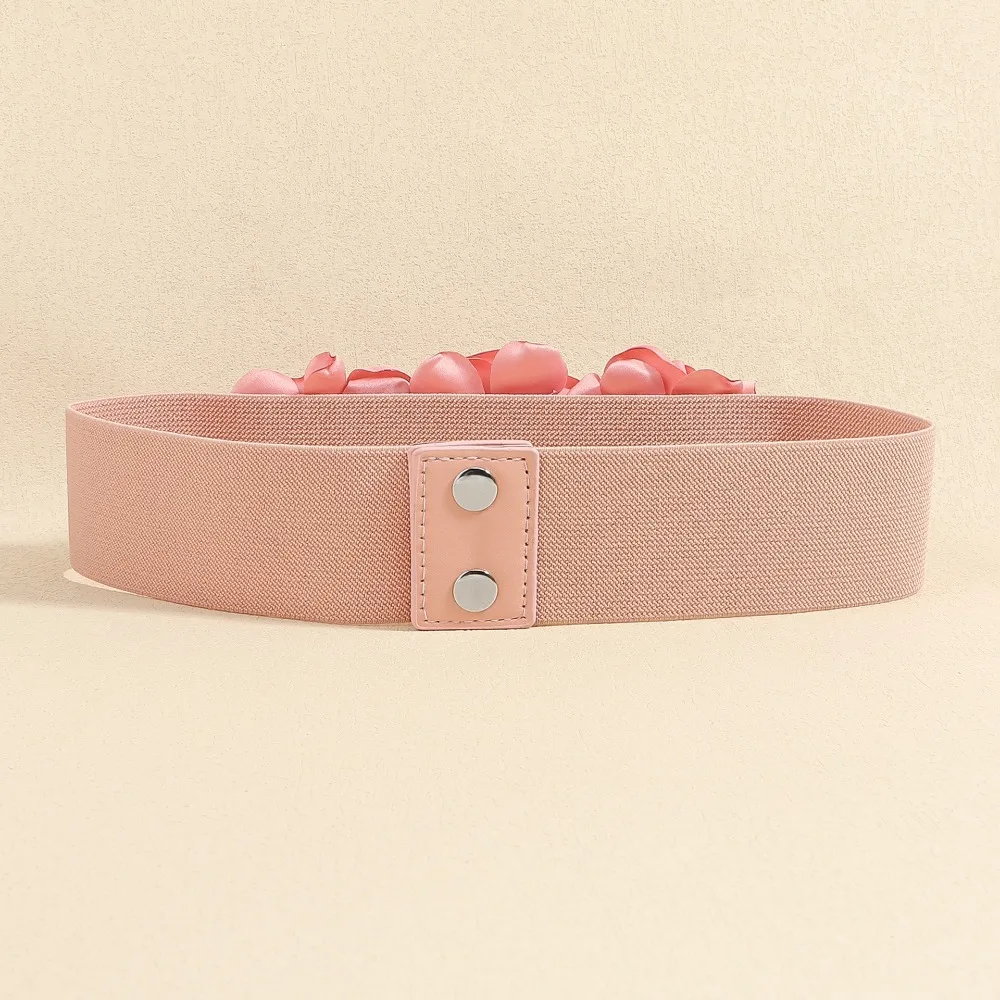 Cintura elastica retrò retrò rosa Ampia cintura elastica con design floreale fatto a mano Cintura corsetto traspirante