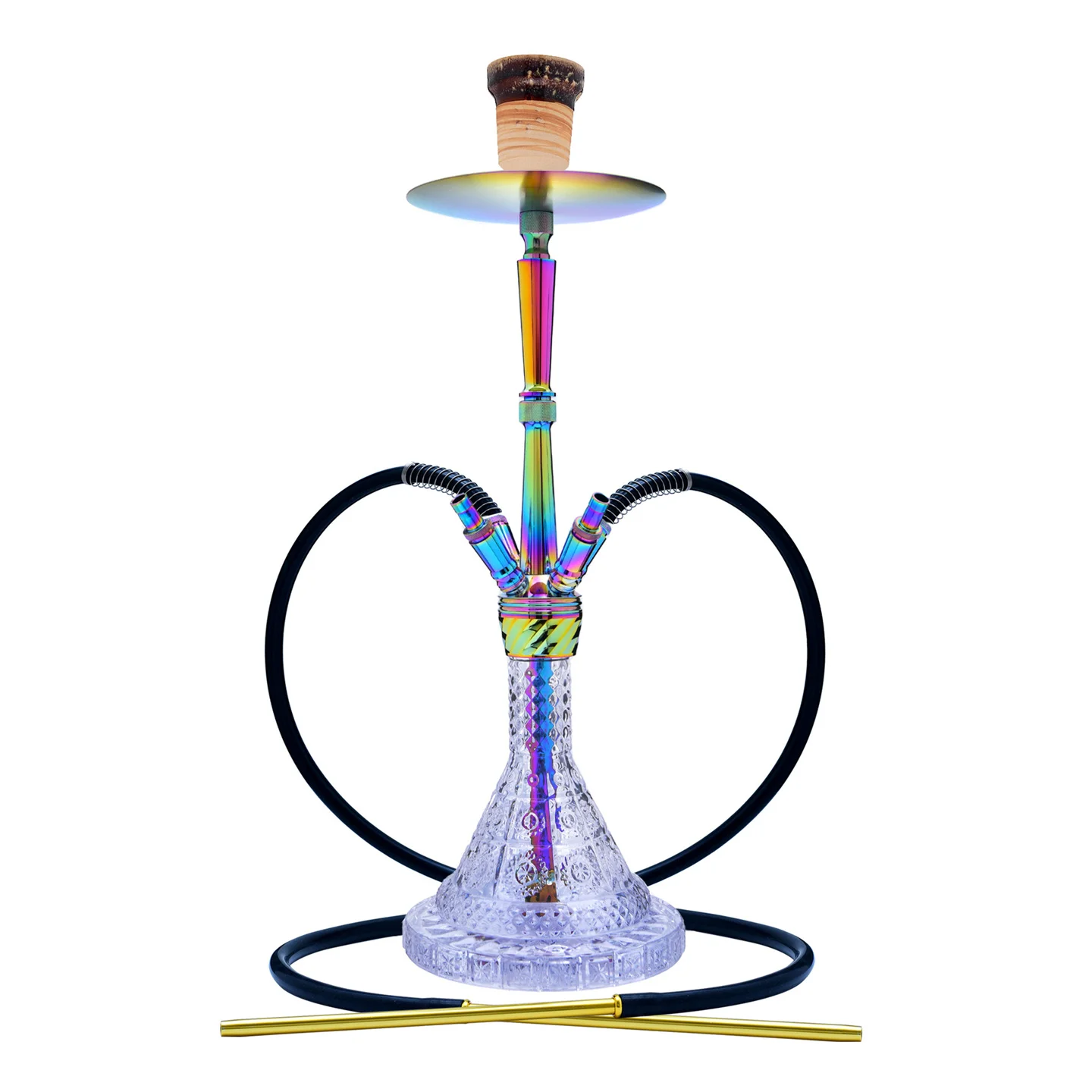 Arabic Hookah Bar New Adjustable Height Four-Tube Colorful Alloy Pot（4 ports, 4 tubes）