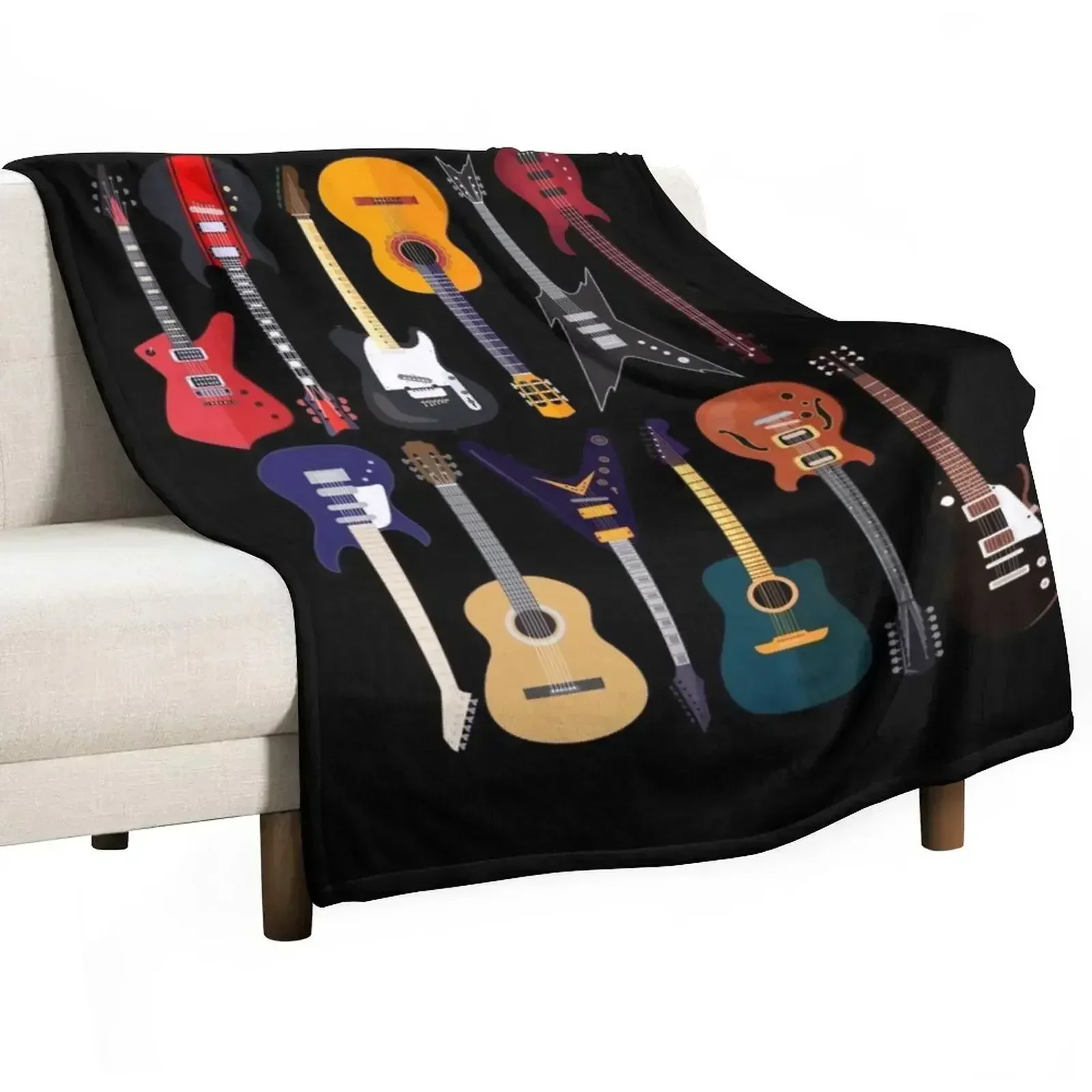 Musician Different Types Of Guitar Throw Blanket for babies Sofa Throw Shaggy Beautifuls Hairys Plush Blankets