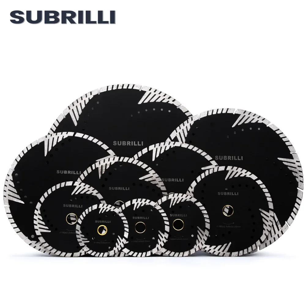 SUBRILLI 105/115/125/150/180/200/230/250/300/350mm Diamond Saw Blade Concrete Marble Granite Cutting Disc with Protection Teeth