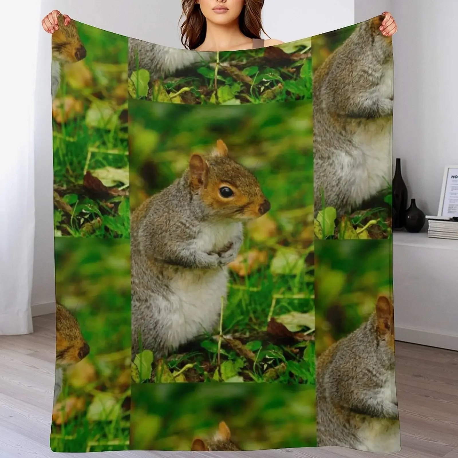 

New Grey Squirrel Throw Blanket Warm Napping Blanket for Office Couch Bed