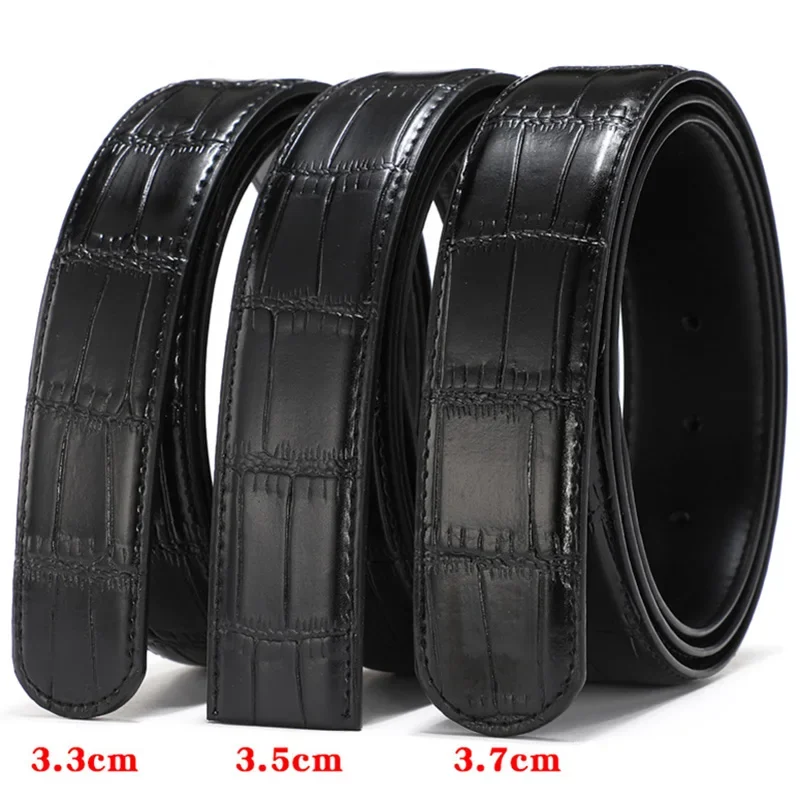 3.3 3.5 3.7cm Leather Belt No Buckle Men Crocodile Genuine Leather Belt Without Buckle Long Size 100 125 140 150cm Trouser Belt