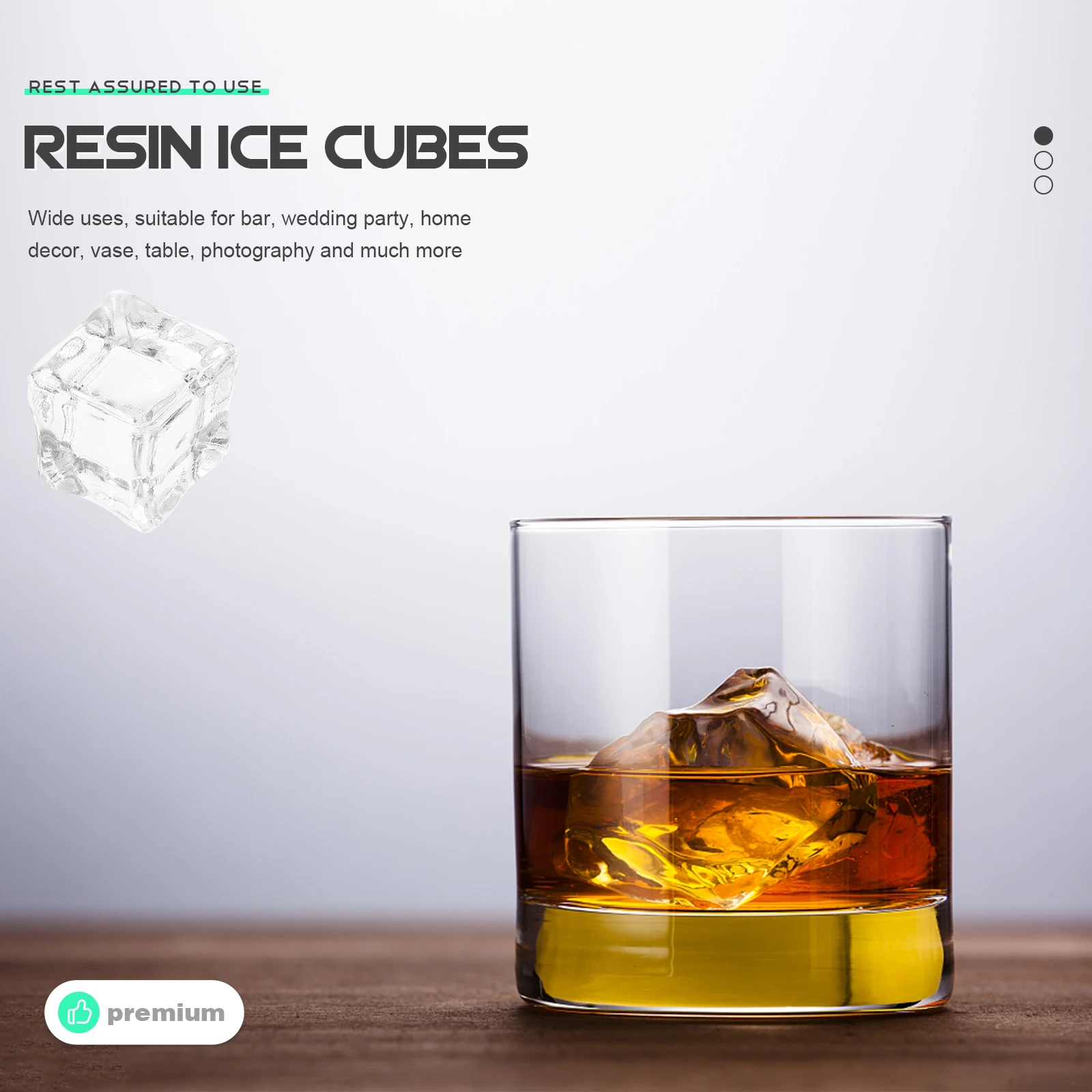 

30 Pcs Simulated Ice Cube Decoration Clear Resin Cubes Home Ornament Party Supply Photography Props Reusable Washable