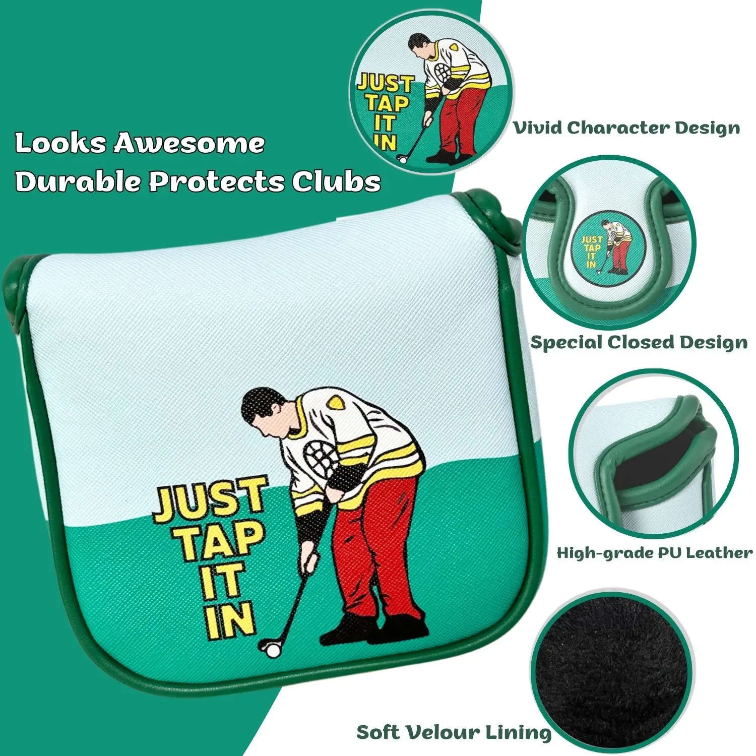 Premium Putt Cover for DF3, Golf Club Protector Putter Headcover with stylish Carton Pattern, Funny Golf Accessories for Dad - view 4