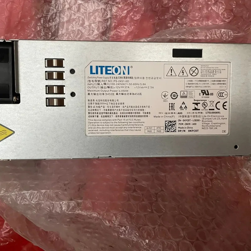 New for Dell Power Supply PS-2451-6D Rated 450w Part Number 0KFC