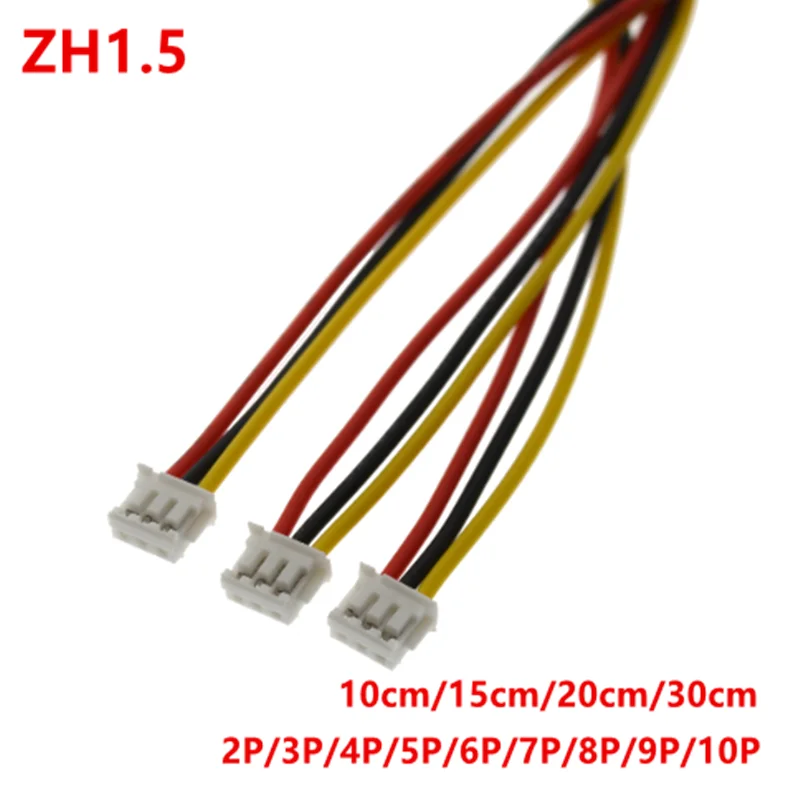 10pcs ZH 1.5mm Wire Cable Connector DIY ZH1.5 JST 2/3/4/5/6/7/8/9/10pin Electronic Line Single End 28AWG 10cm/15cm/20cm/30cm