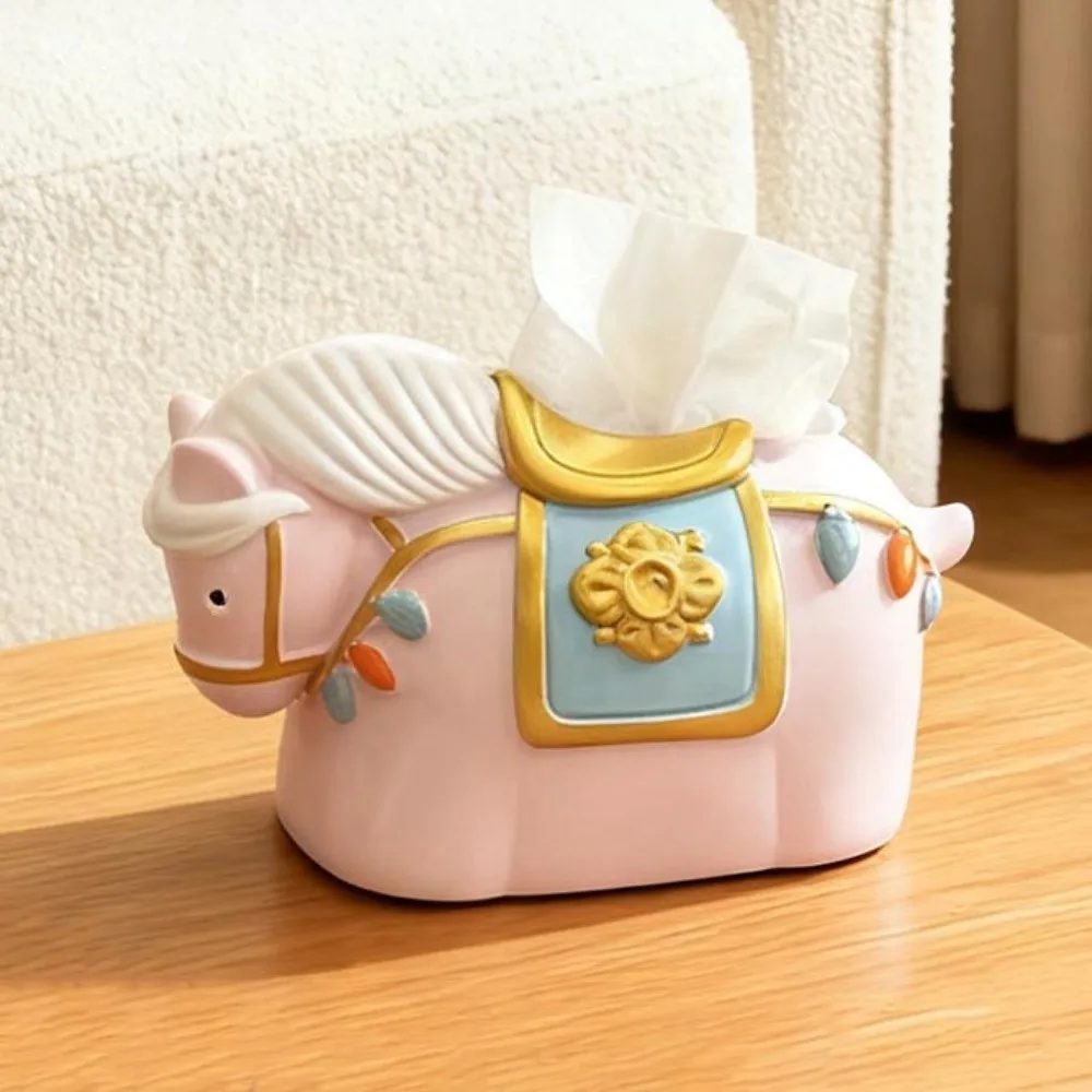 

Figure Model Horse Year Tissue Box Doll Toy Decorative Horse Tissue Storage Box Collectible Anime Zodiac Horse Model Toy