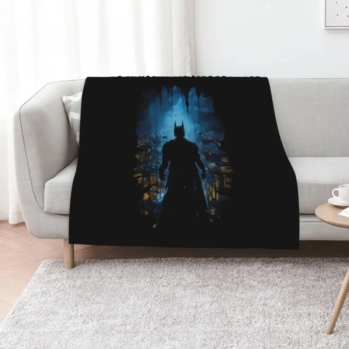

A Vigilante Guards the Night - Silhouette - Hero Throw Blanket Flannel Fabric Hairy Kid'S Decorative Throw Blankets