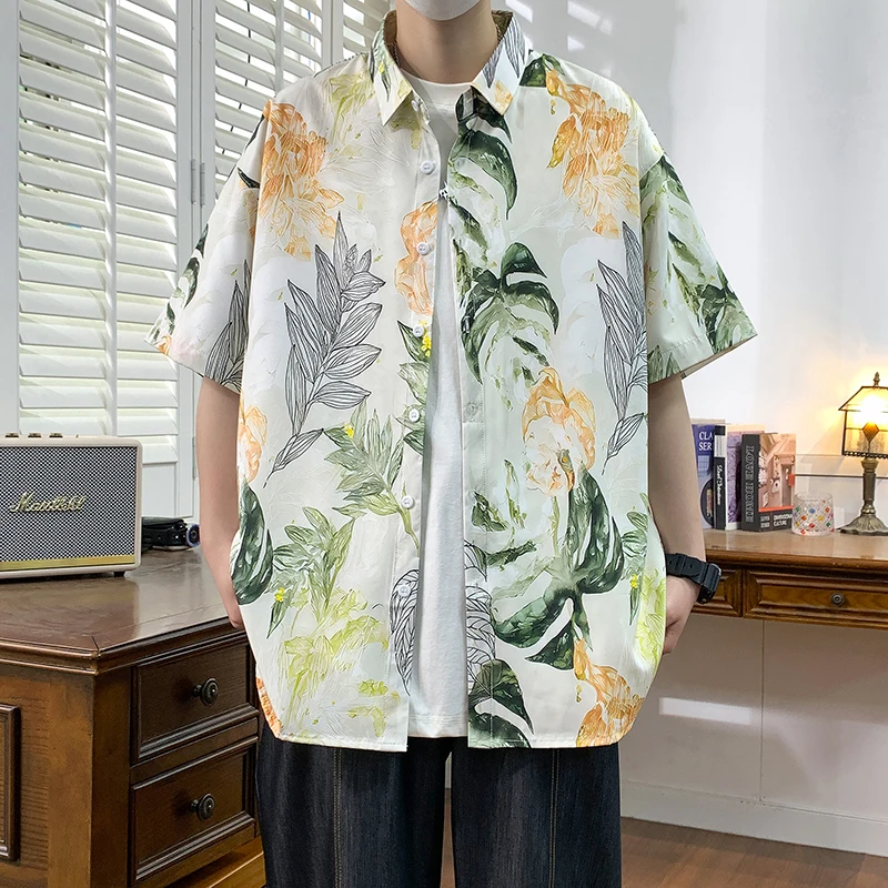 

2025 Men's Tropical Floral Beach Shirt - Lightweight Short Sleeve Hawaiian Shirt for Summer Vacation Breathable Resort Wear Tops