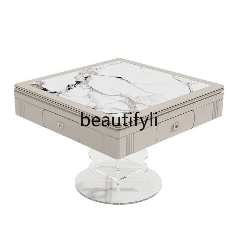 

LXAutomatic light luxury mahjong table dining table integrated dual-purpose multi-function silent folding round tableSSS