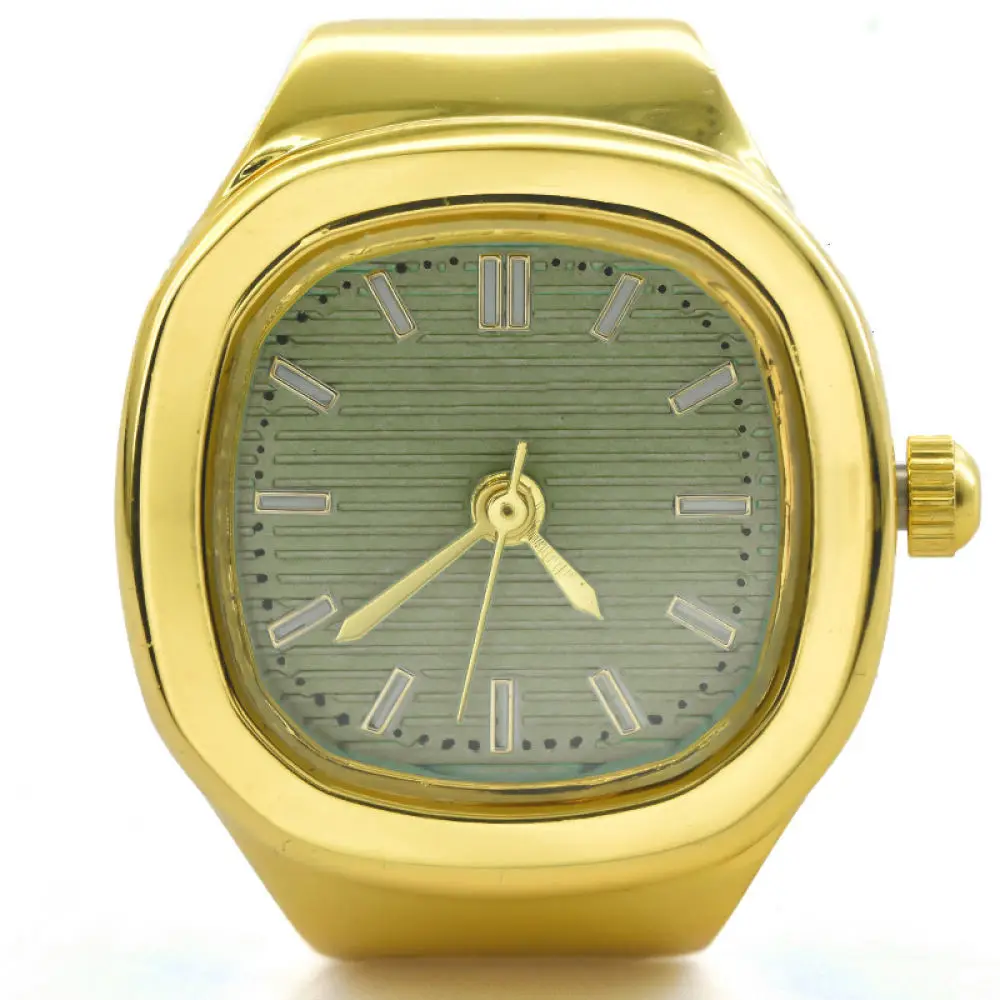 Simple Square Finger Ring Watch Quartz Movement Alloy Band Elegant Accessory For Couple Student Personal Style - view 6