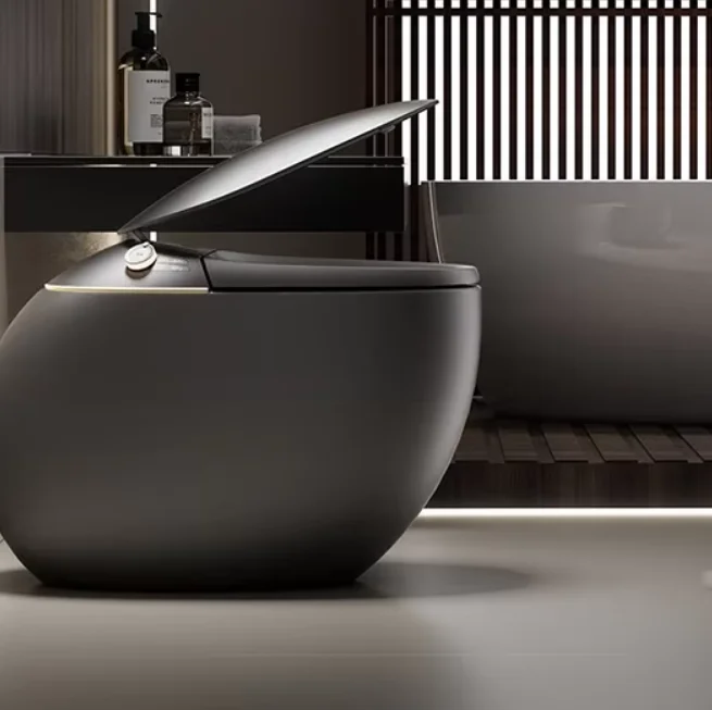 High Quality Orange Grey Color Electric Automatic Self Cleaning Integrated Heated Seat S-Trap Intelligent Smart Toilet Remote