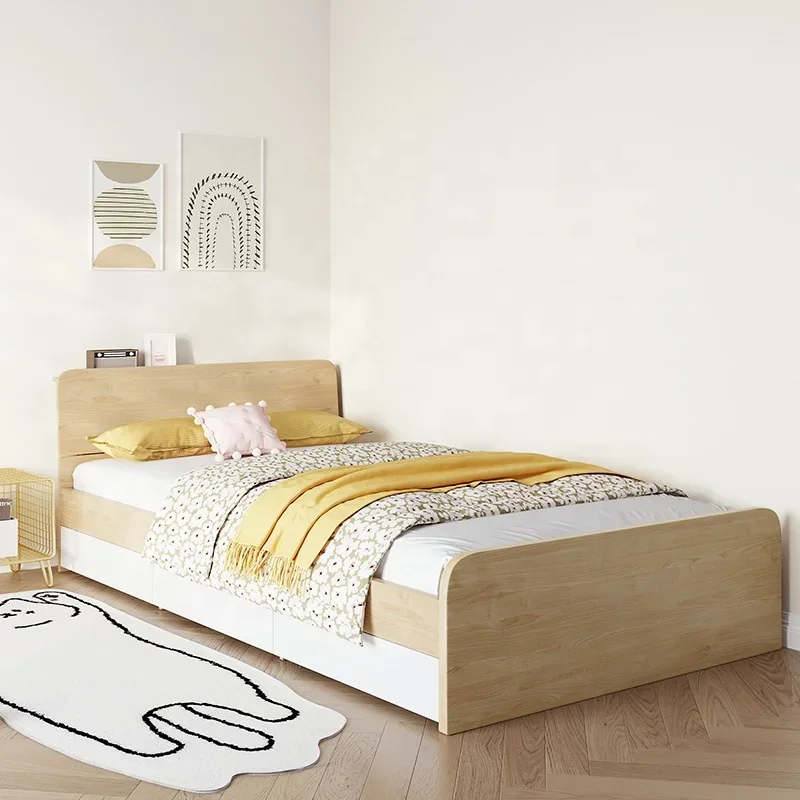 Furniture Modern Bedroom Student Kids'Room Setstwin Size School Children Girls Dormitory Single Bed With Pull Out Bed