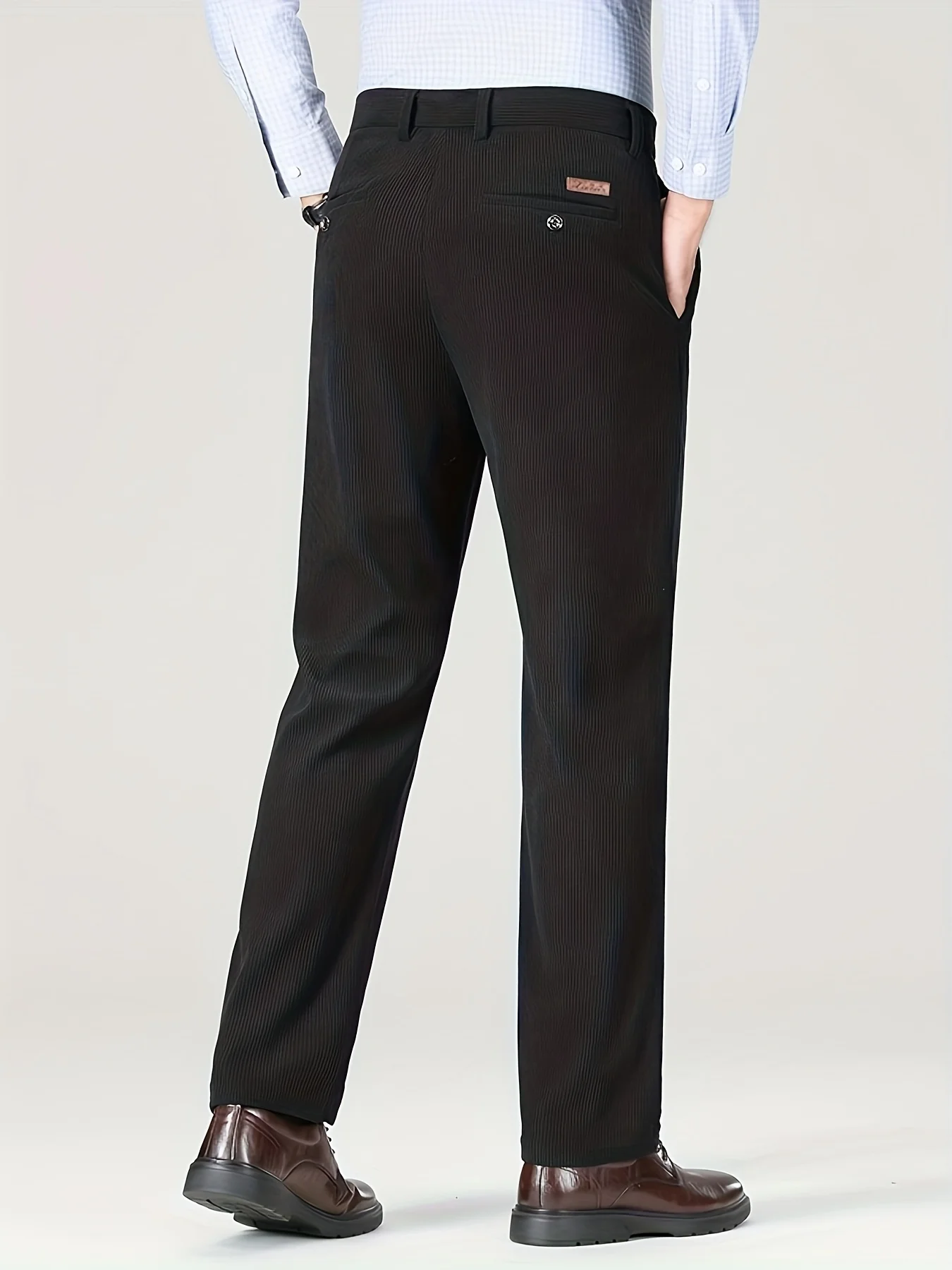 سروال سروال قصير أنيق للرجال - سروال مكتب عمل من القطن الناعم للرجال في منتصف العمر | ملابس كاجوال يومية دافئة وصديقة للبشرة #5