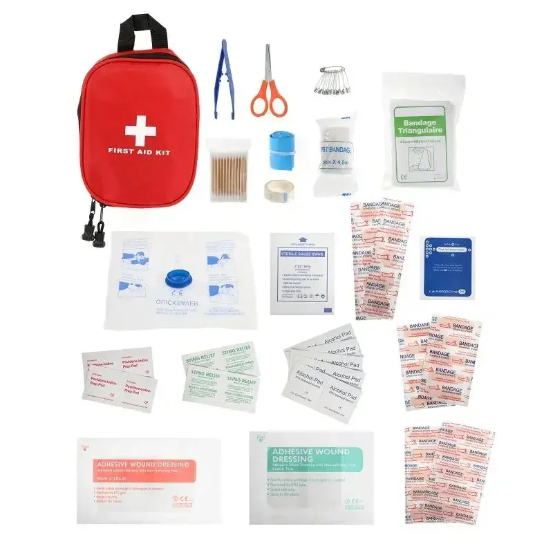 Trousse de premiers soins de voyage de survie en milieu sauvage en plein air, mini sac médical, sac de traitement d'urgence, camping, randonnée, 120 pièces