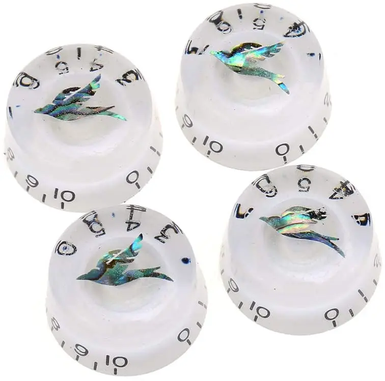 Set of 4 Metric Size Abalone Bird Top Guitar Speed Knobs Voume Tone Control Knob for Epiphone Les Paul SG Style Electric Guitar