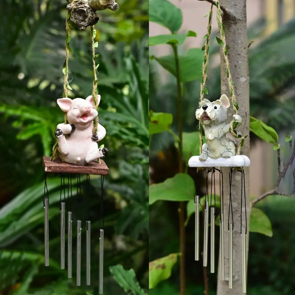 Funny Cute Animal Wind Chimes Easy Installation Decorative Anima Hanging Pendants Cartoon Swing Garden Ornament Garden