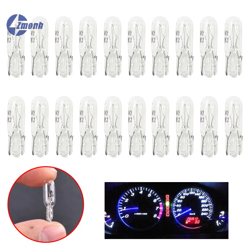 

New！20Pcs T5 2W Halogen Lamp Bulb 12V Car Instrument Lights Dashboard Bulb Auto Interior Warnning Indicator Light Accessories