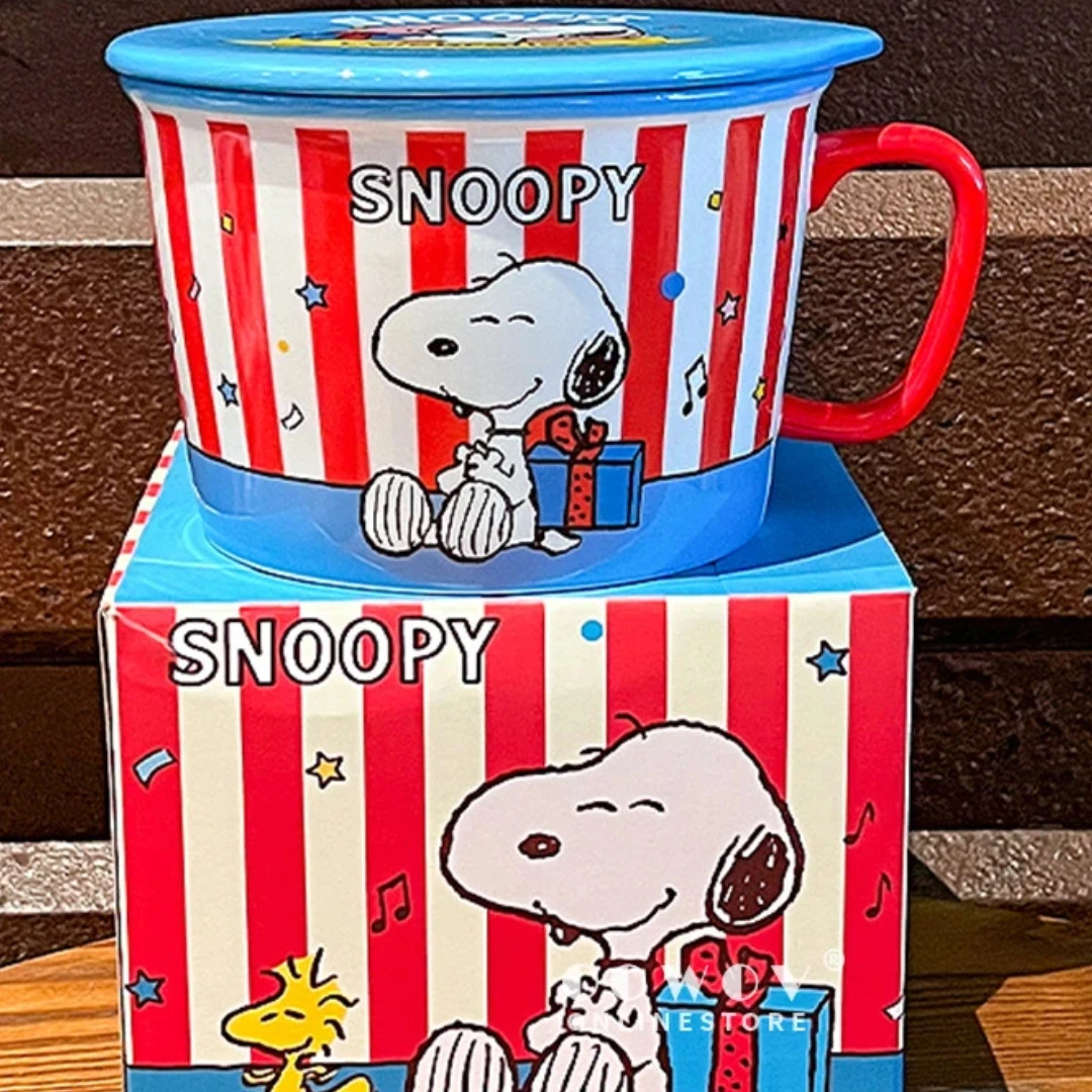 2025 Echte Peanuts Karakter Snoopy Co-Branded Grote Capaciteit Keramische Instant Noodle Bowl Rijstkom Met Handvat Aanwezig Nieuw