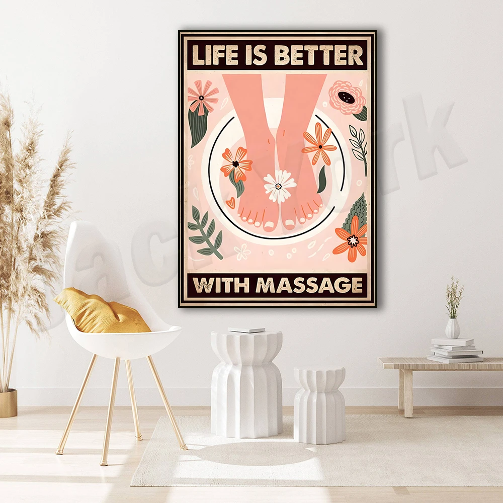 Mental Health Matters Poster, Pot Head Flowers, Spa Wall Decor, Love Yourself Vintage Wall Art