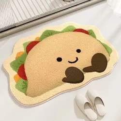 VIKAMA Cute Cartoon Bread Shaped Imitation Cashmere Carpet Soft Bathroom Absorbent Floor Mat Home Decoration Bedroom Bed Blanket