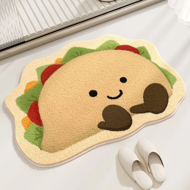 VIKAMA Cute Cartoon Bread Shaped Imitation Cashmere Carpet Soft Bathroom Absorbent Floor Mat Home Decoration Bedroom Bed Blanket