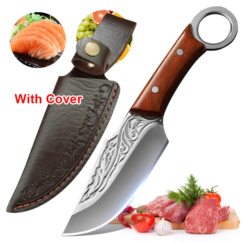 Allzweckmesser zum Schneiden von Fleisch, Obst, Steakmesser, Ausbeinen, Metzgermesser, Koch, Kochen, Hackmesser, handgefertigt, Holzgriff, Küchenmesser, Werkzeuge
