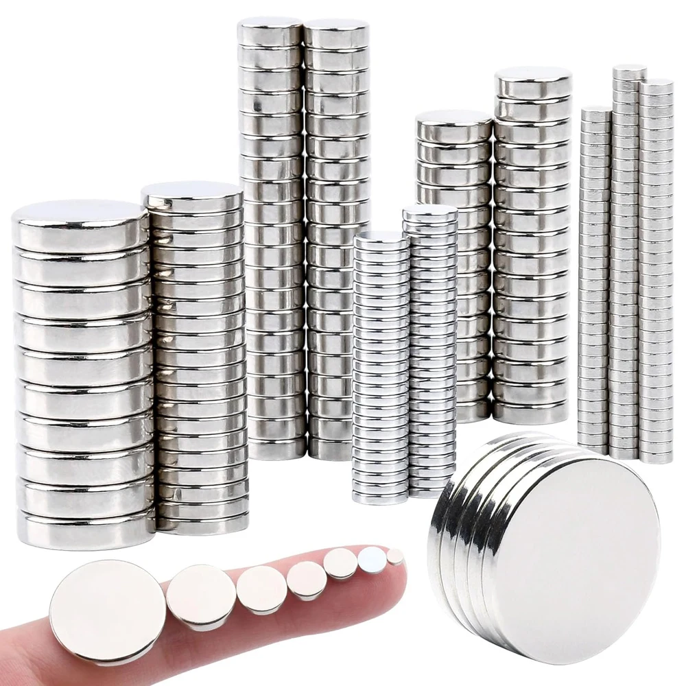 

255PCS 7 Mix Sizes Strong Round Small Rare Earth Magnets Refrigerator Neodymium Magnets Disc for Whiteboard Locker Fridge DIY