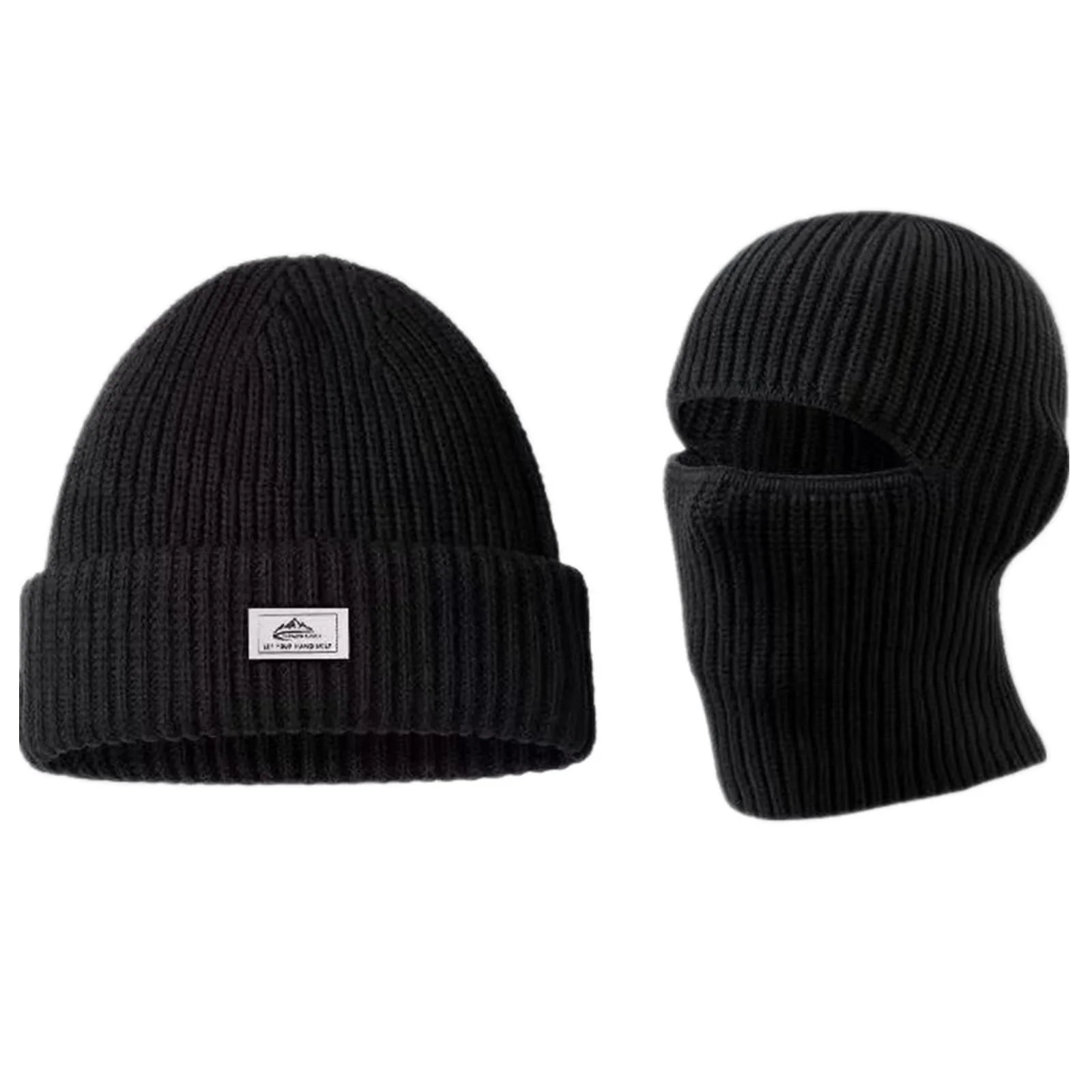 Topi Balaclava Musim Gugur Musim Dingin Anti Angin Hangat Masker Ski Hitam Masker Anti Dingin Topi Beanie untuk Pria 2 in 1 Topi Rajut Bersepeda Luar Ruangan