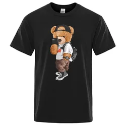 Men 2024 Fashion Ted Bear T Shirt Pure Cotton Tops Tee Funny Men Short Sleeve Crewneck Tees Summer Oversized Female T-Shirts